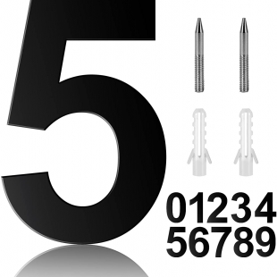 8 Inch Floating House Numbers, 304 Stainless Steel Modern House Numbers for Outside Black Home Address Number Easy to Install